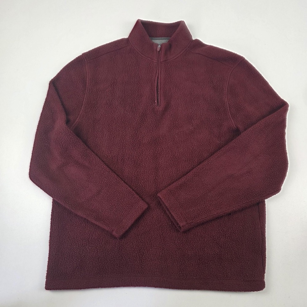Johnnie-O Sweater Mens Medium Red Fleece 1/4 Zip Mock Neck Sherpa Pullover